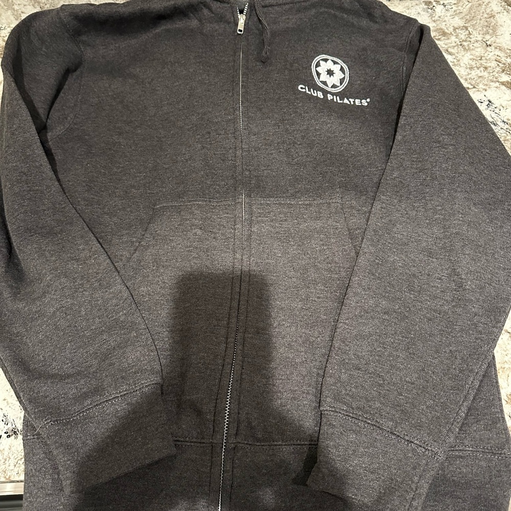 Club Pilates Gray Zip-Up Hoodie size small